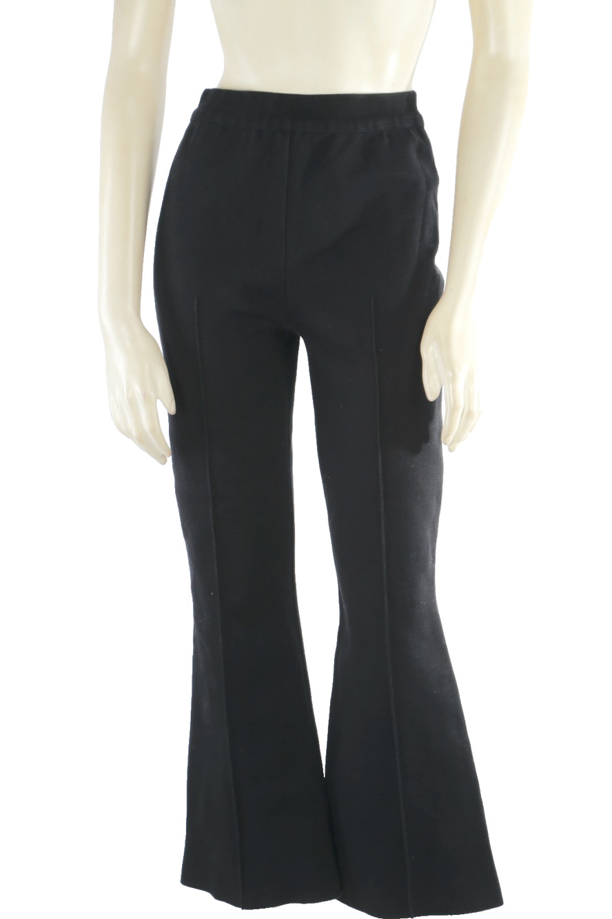 High Sport Black Stretch Heavy Knit Kick Flare Pants Trousers Size S Italy